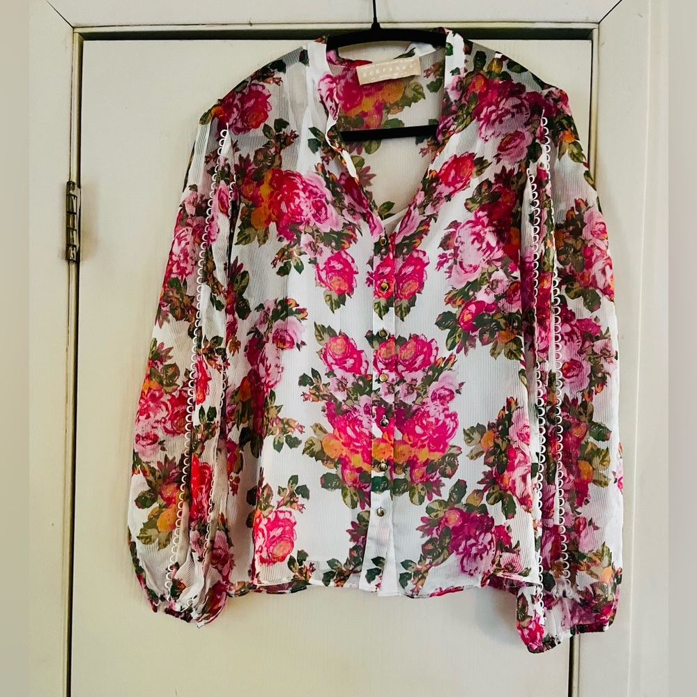 Keepsake The Label Floral Spring Edit Cottagecore Balloon Sleeve Romantic Blouse